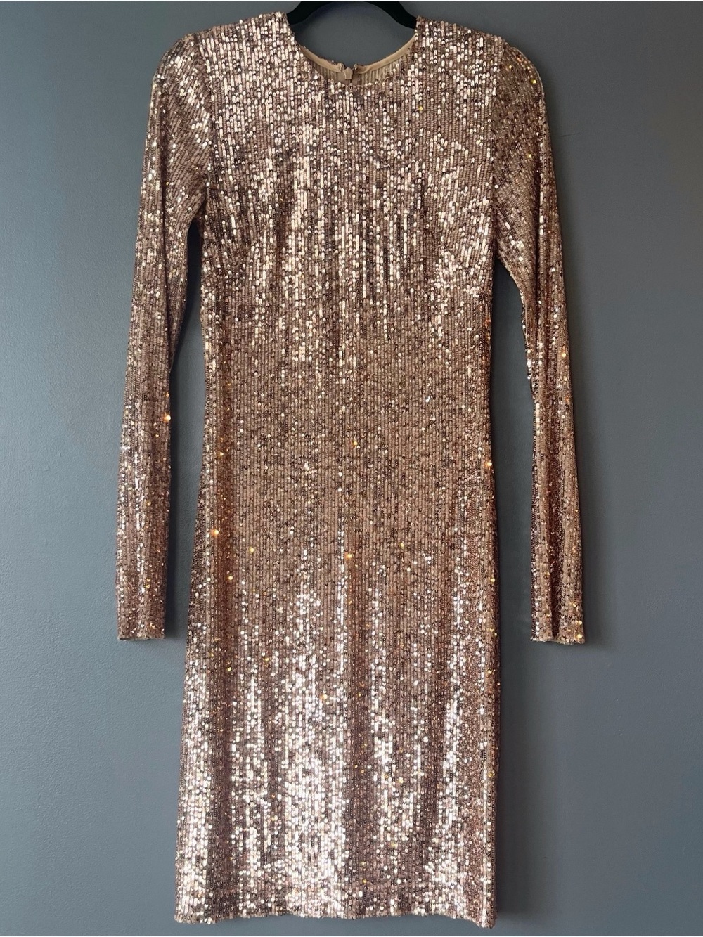 Vintage Y2K Naeem Khan Champagne Gold Sequin Dress